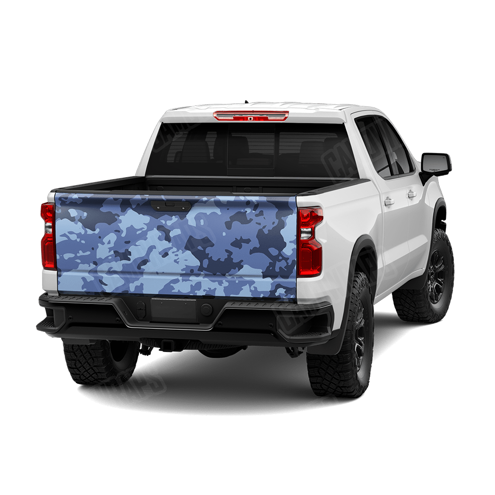 Treetop Blue Midnight Camo Tailgate Vinyl Wrap