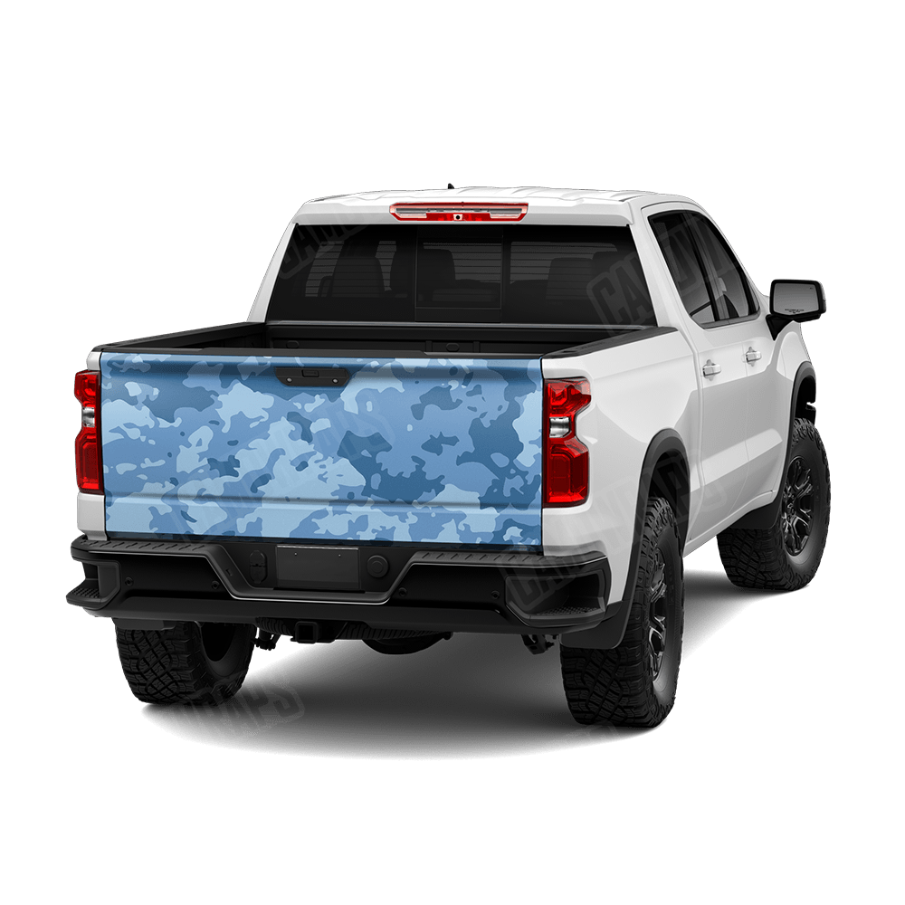 Treetop Cool Blue Camo Tailgate Vinyl Wrap