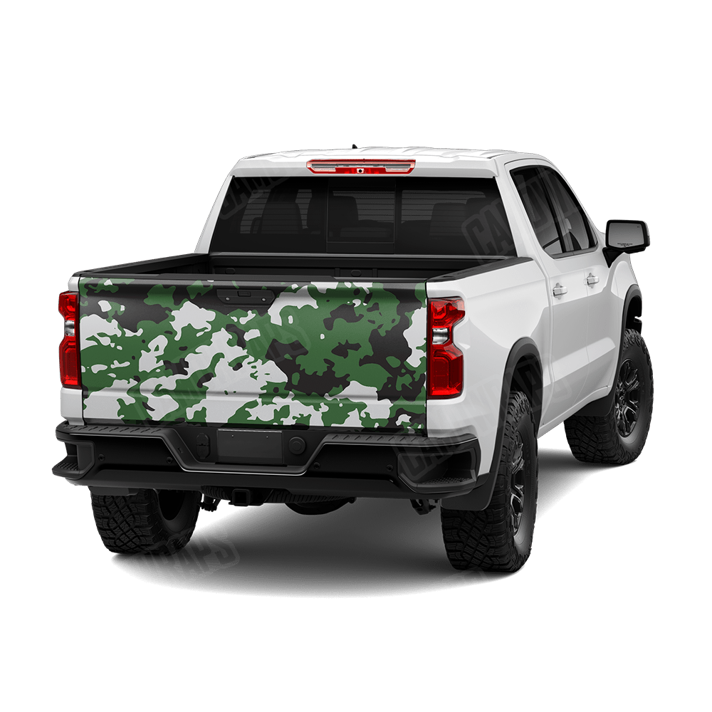 Treetop Green Tiger Camo Tailgate Vinyl Wrap