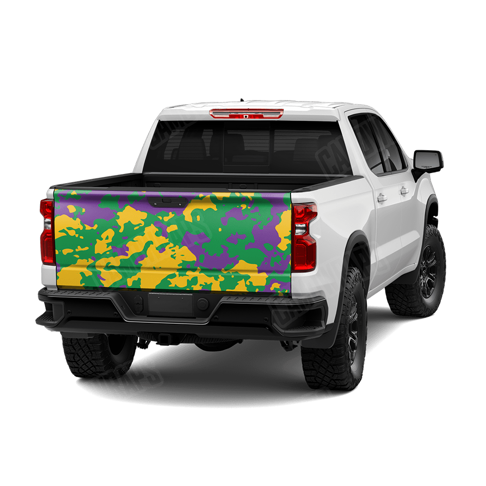 Treetop Mardi Gras Camo Tailgate Vinyl Wrap