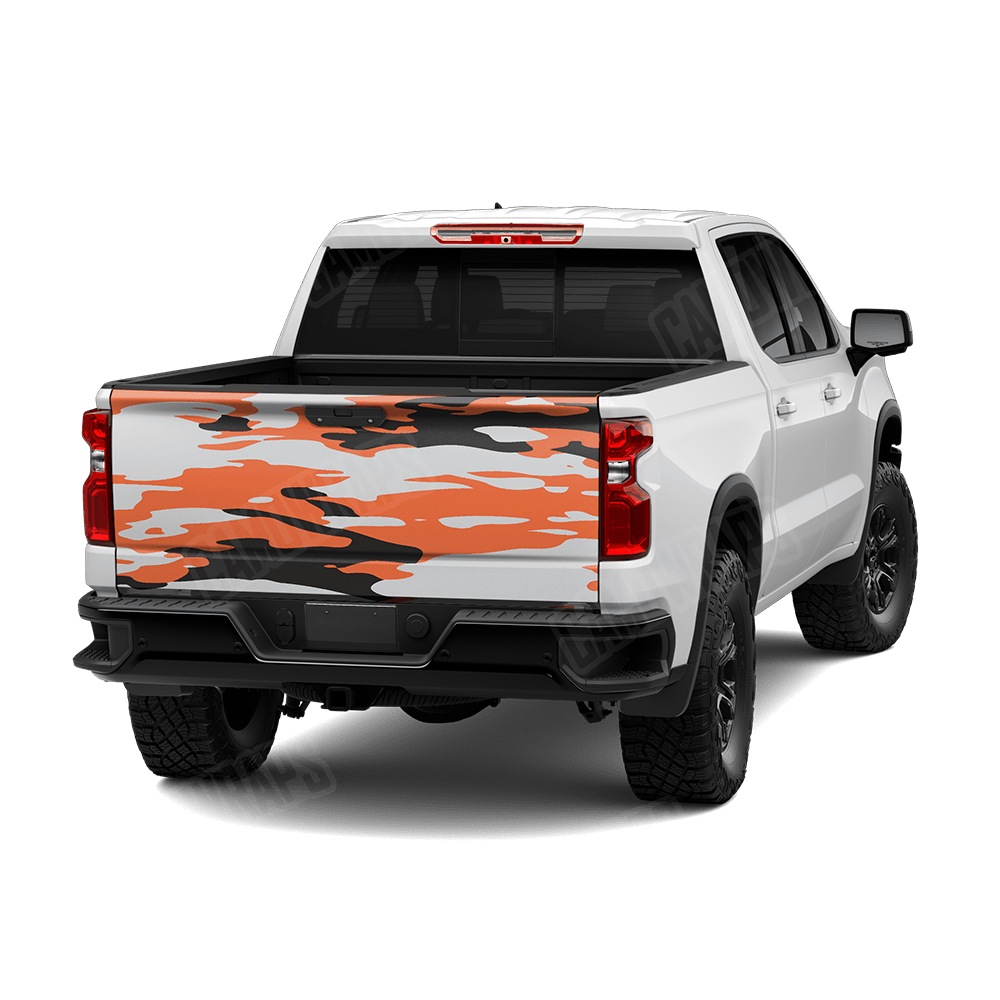Treetop Orange Tiger Camo Tailgate Vinyl Wrap