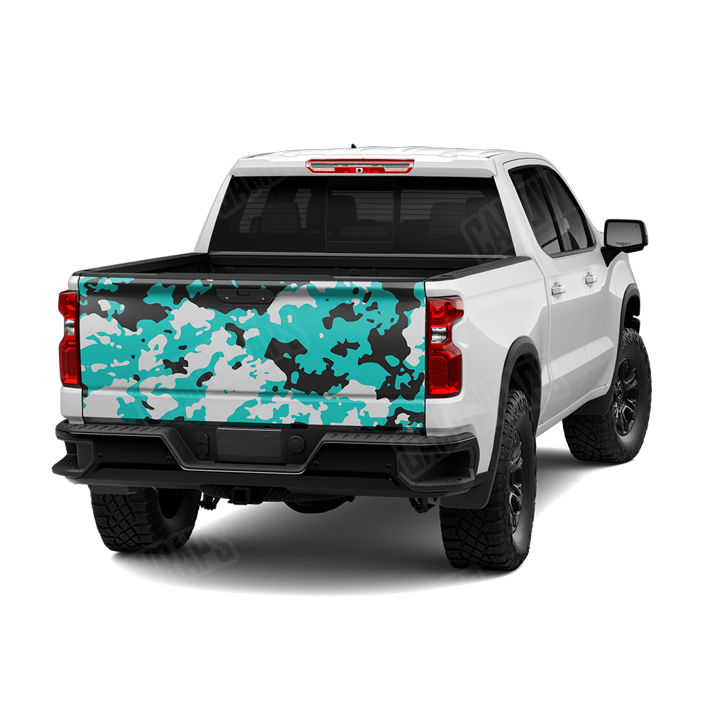 Treetop Tiffany Blue Tiger Camo Tailgate Vinyl Wrap