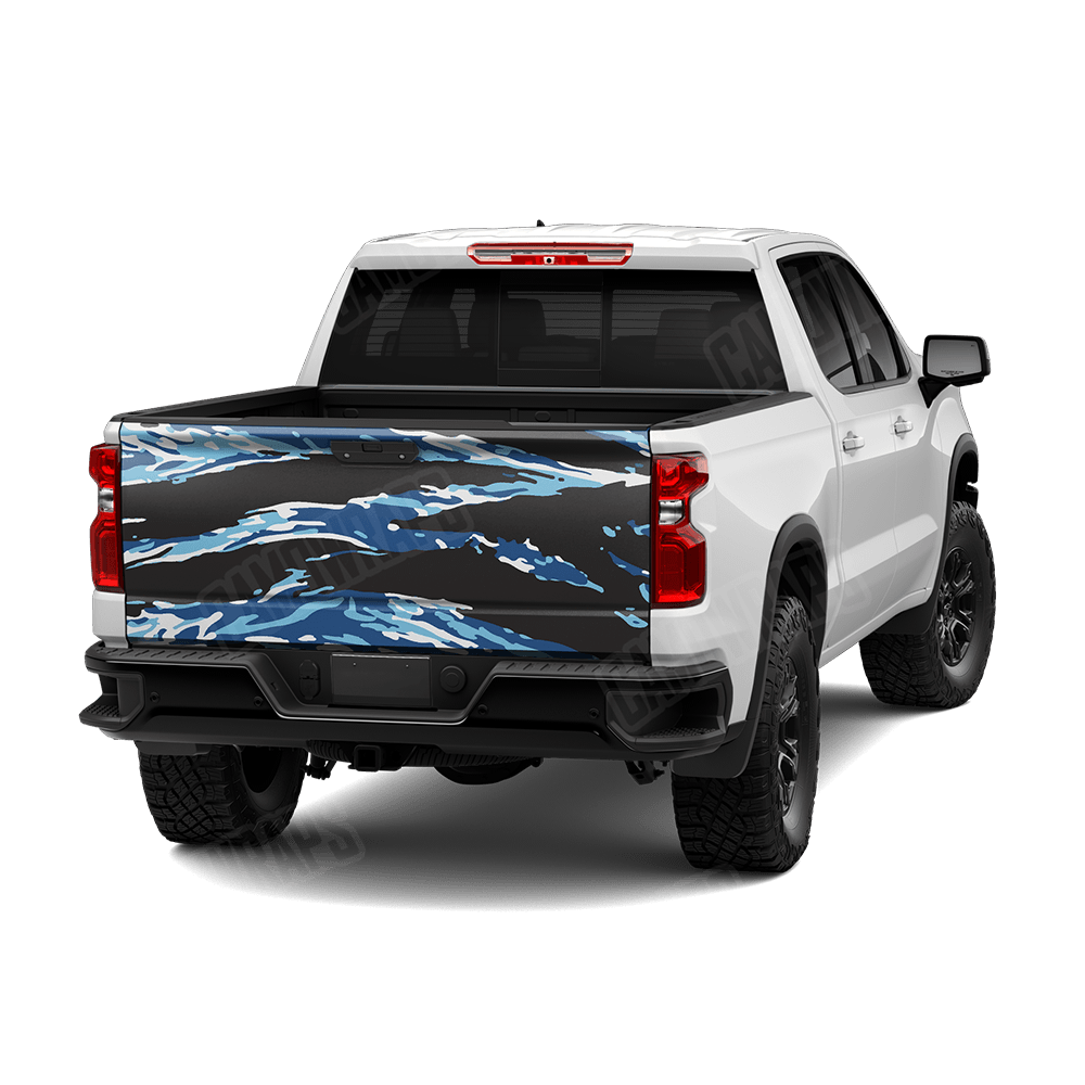 Vietnam Tiger Stripe Baby Blue Camo Tailgate Vinyl Wrap