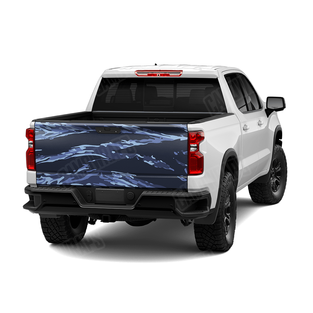 Vietnam Tiger Stripe Blue Urban Night Camo Tailgate Vinyl Wrap