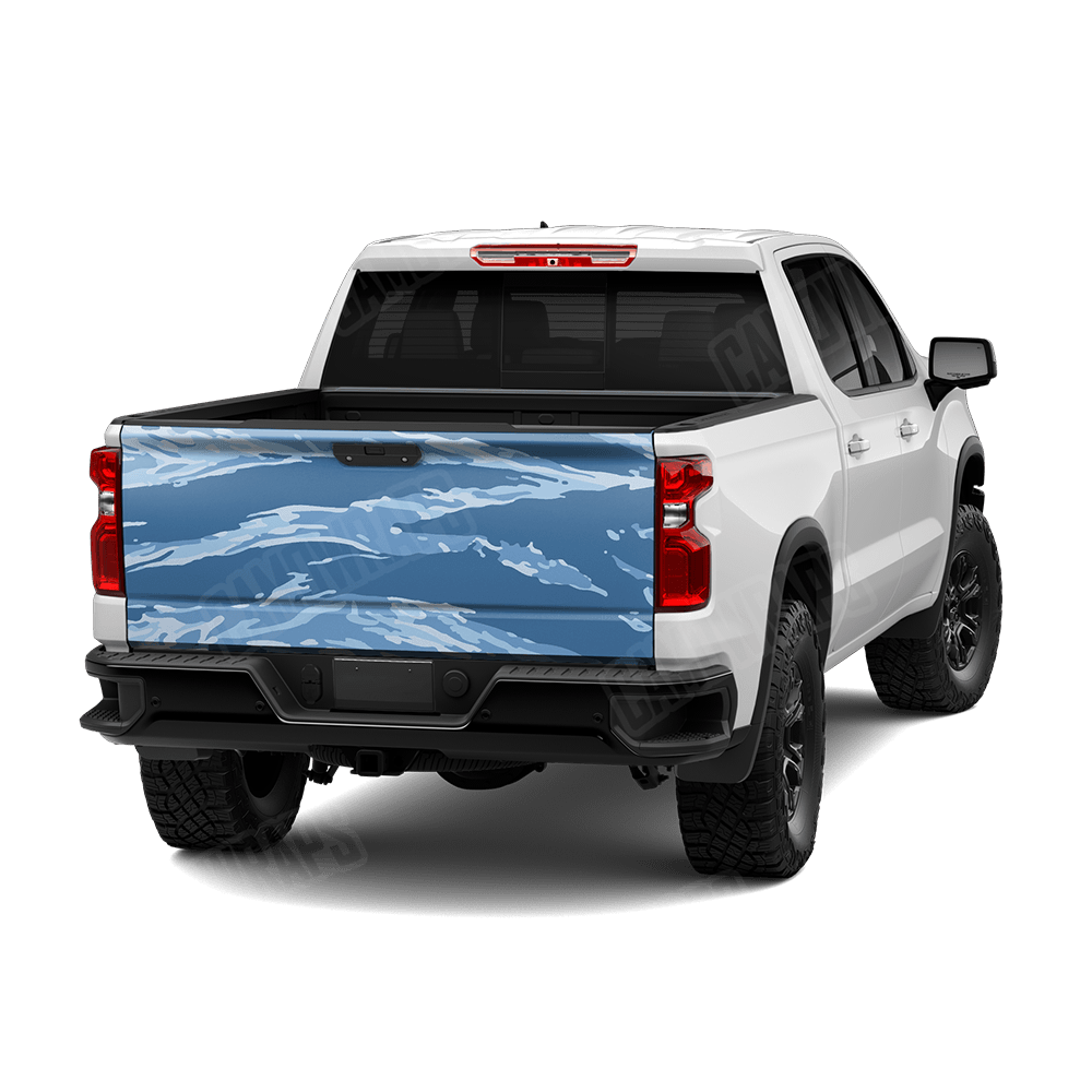 Vietnam Tiger Stripe Cool Blue Camo Tailgate Vinyl Wrap