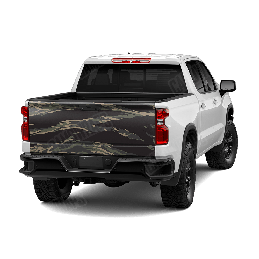 Vietnam Tiger Stripe Militant Charcoal Camo Tailgate Vinyl Wrap