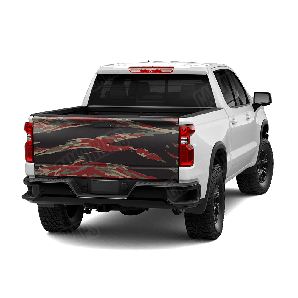 Vietnam Tiger Stripe Militant Red Camo Tailgate Vinyl Wrap