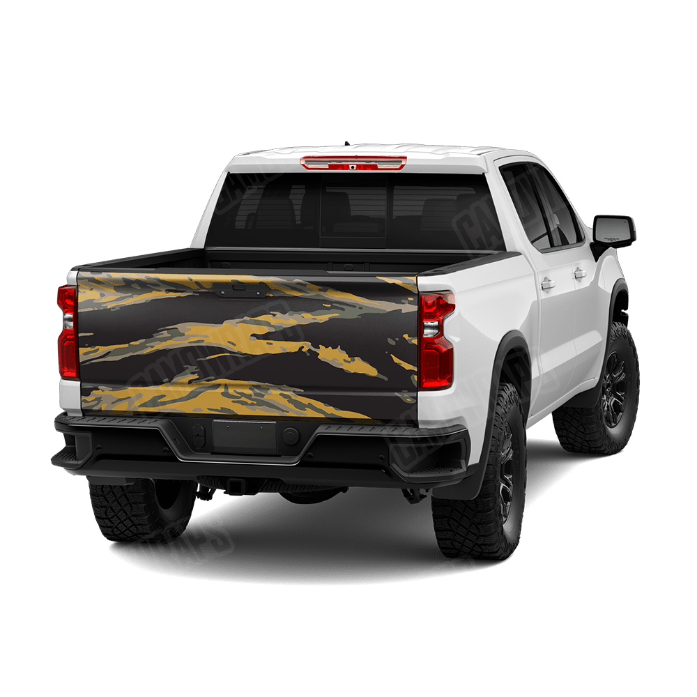 Vietnam Tiger Stripe Militant Yellow Camo Tailgate Vinyl Wrap