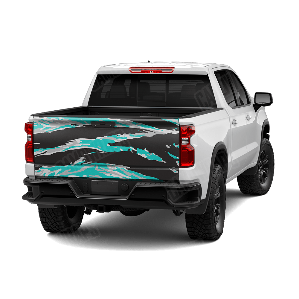 Vietnam Tiger Stripe Tiffany Blue Tiger Camo Tailgate Vinyl Wrap