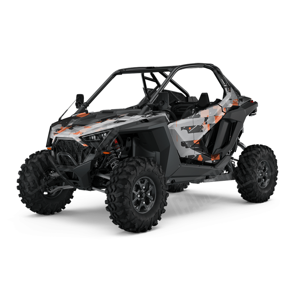 Broken Plaid Orange Tiger Camo Side by Side UTV Vinyl Wrap