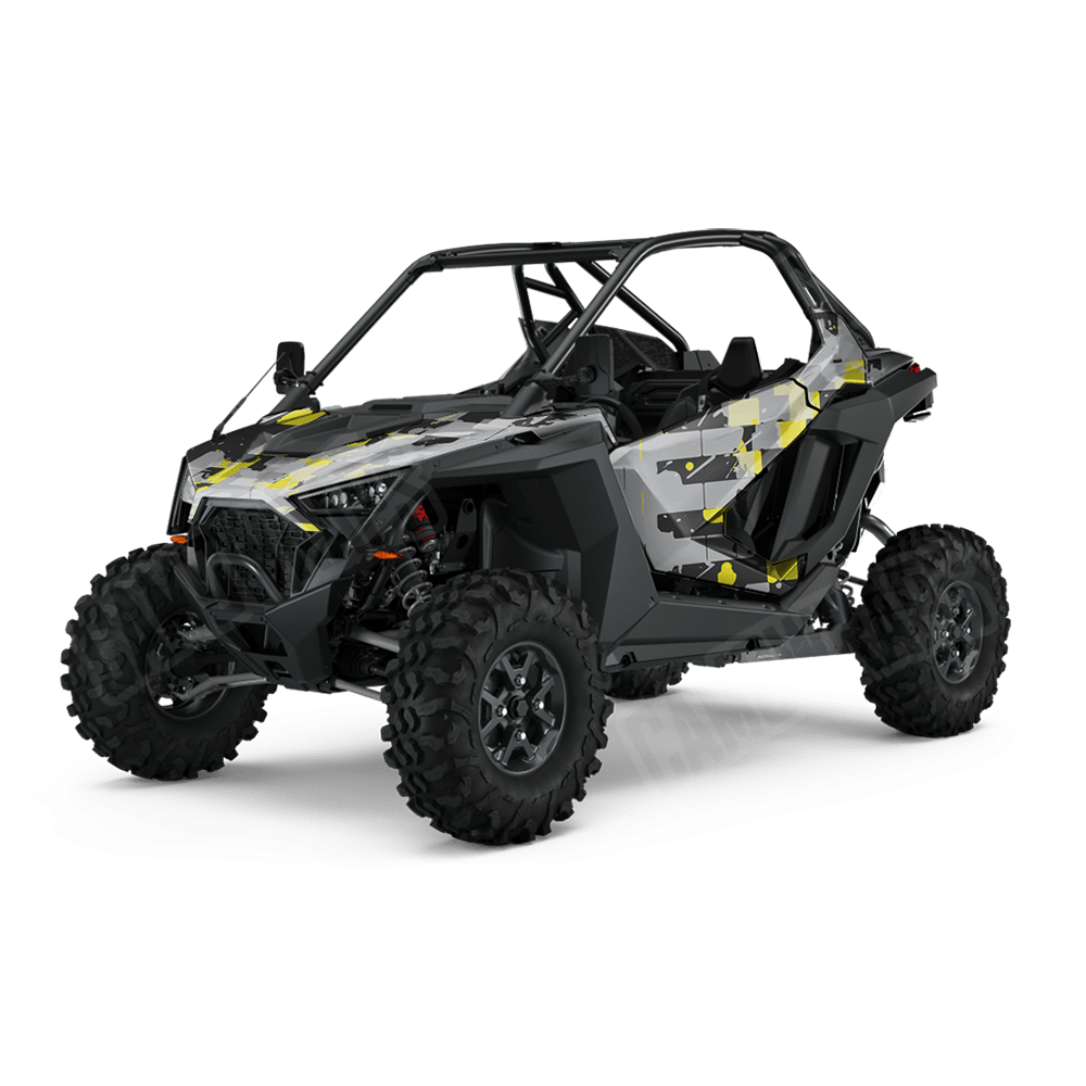 Broken Plaid Yellow Tiger Camo Side by Side UTV Vinyl Wrap