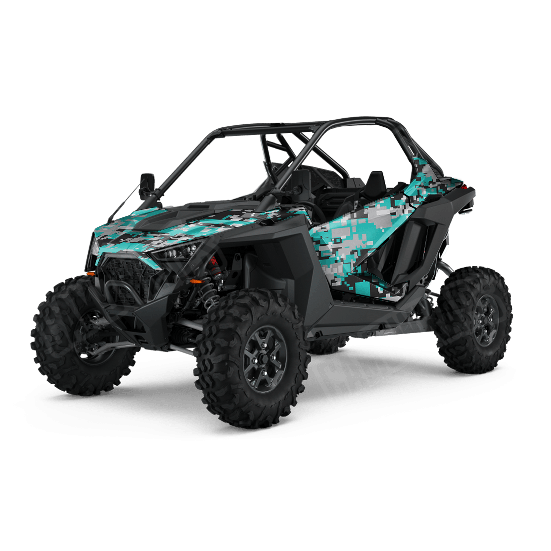 Large Digital Tiffany Blue Tiger Side by Side UTV Camo Vinyl Wrap
