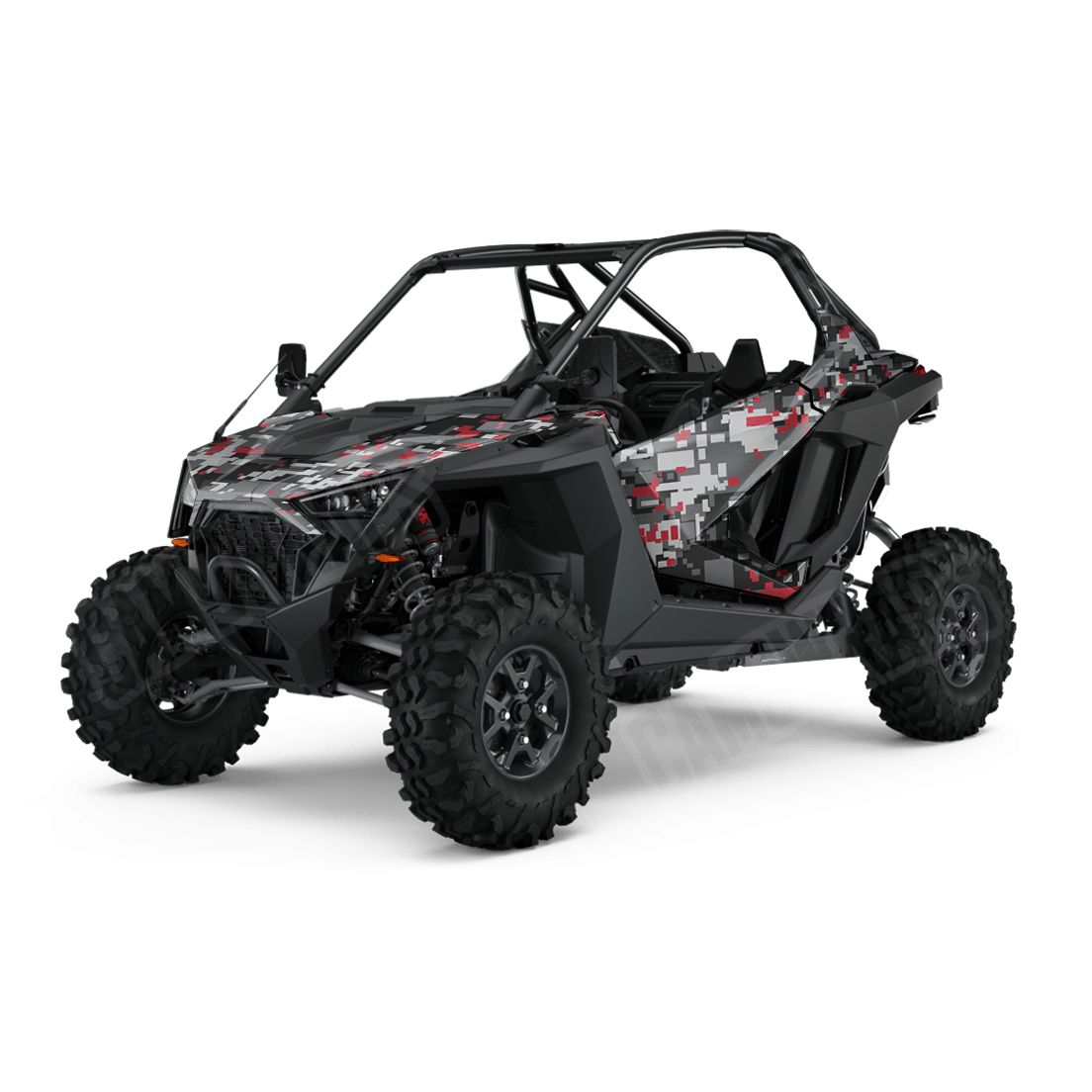 Large Digital Urban Red Side by Side UTV Camo Vinyl Wrap