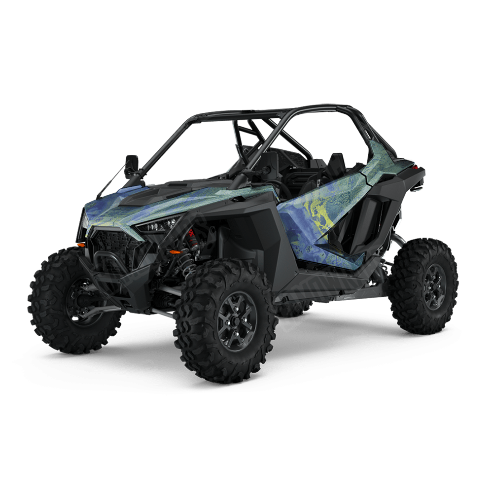 Realtree WAV3 Blue Yellow Camo Side by Side UTV Vinyl Wrap