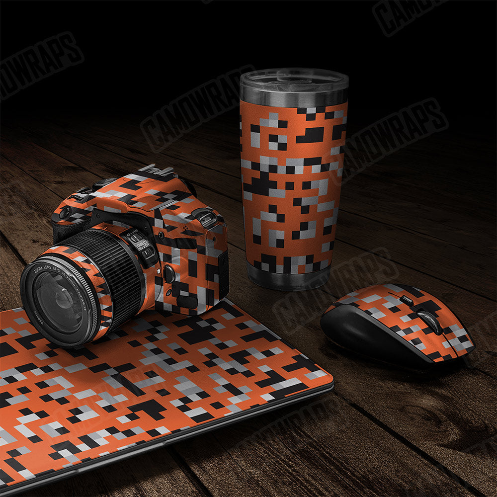 Pixel Orange Tiger Gear Skin Vinyl Wrap
