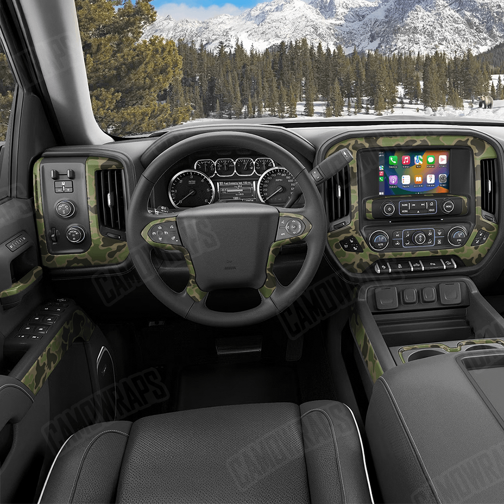 Old School Duck Army Green Car Interior Skins