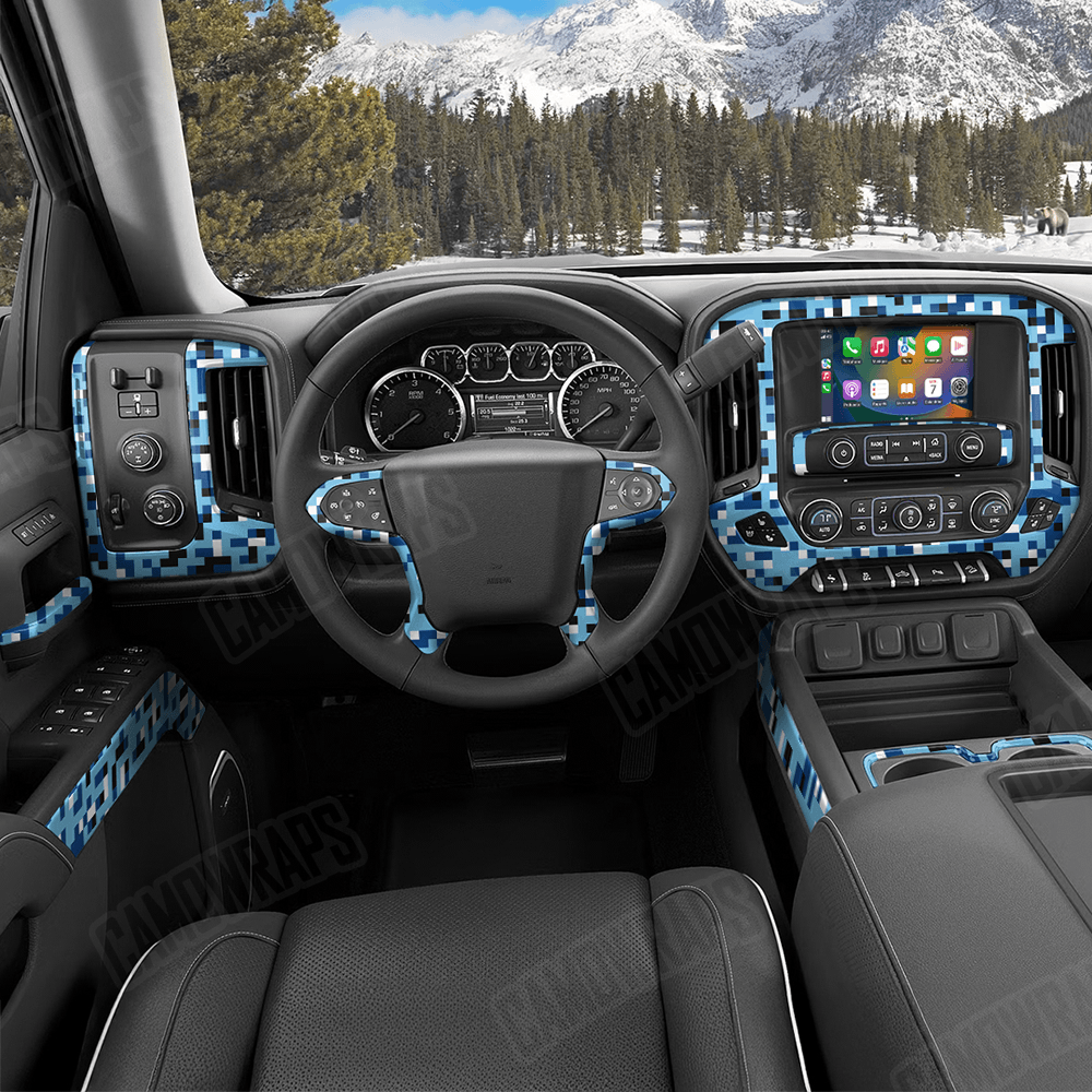 Pixel Baby Blue Car Interior Skins