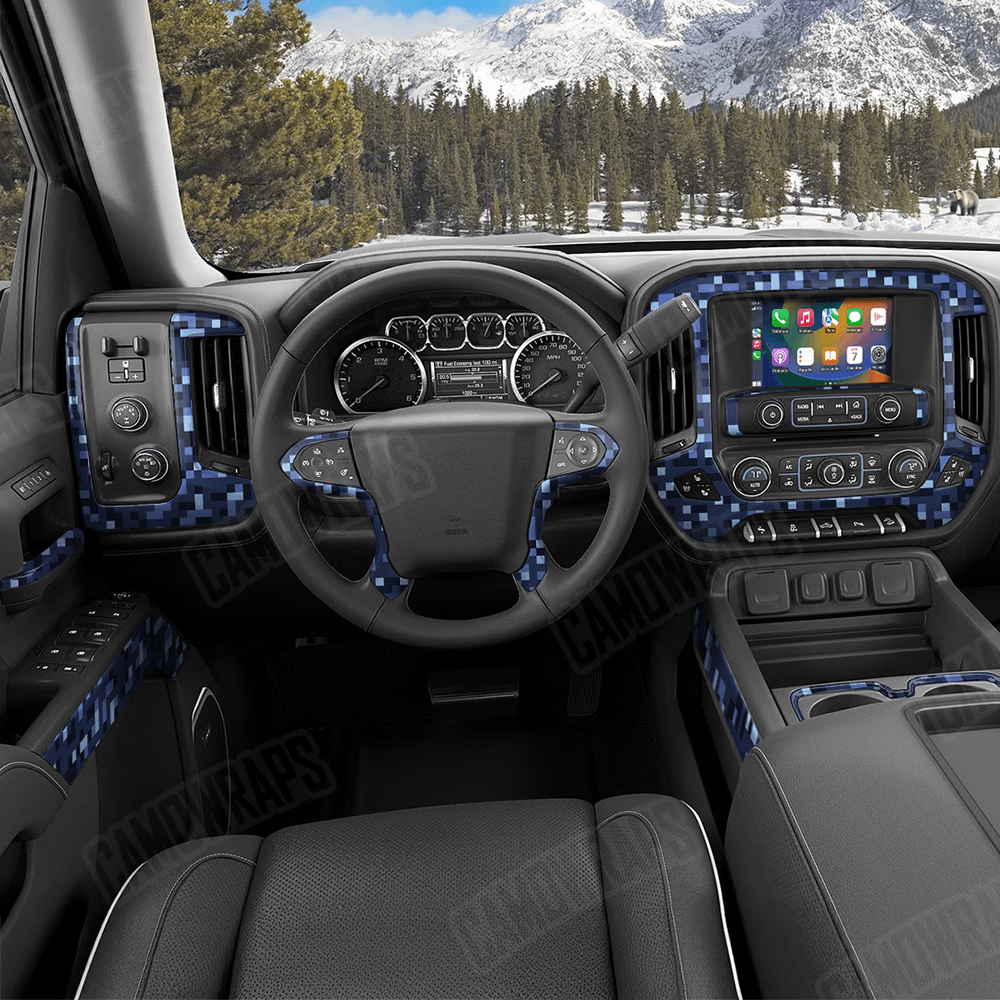 Pixel Blue Urban Night Car Interior Skins