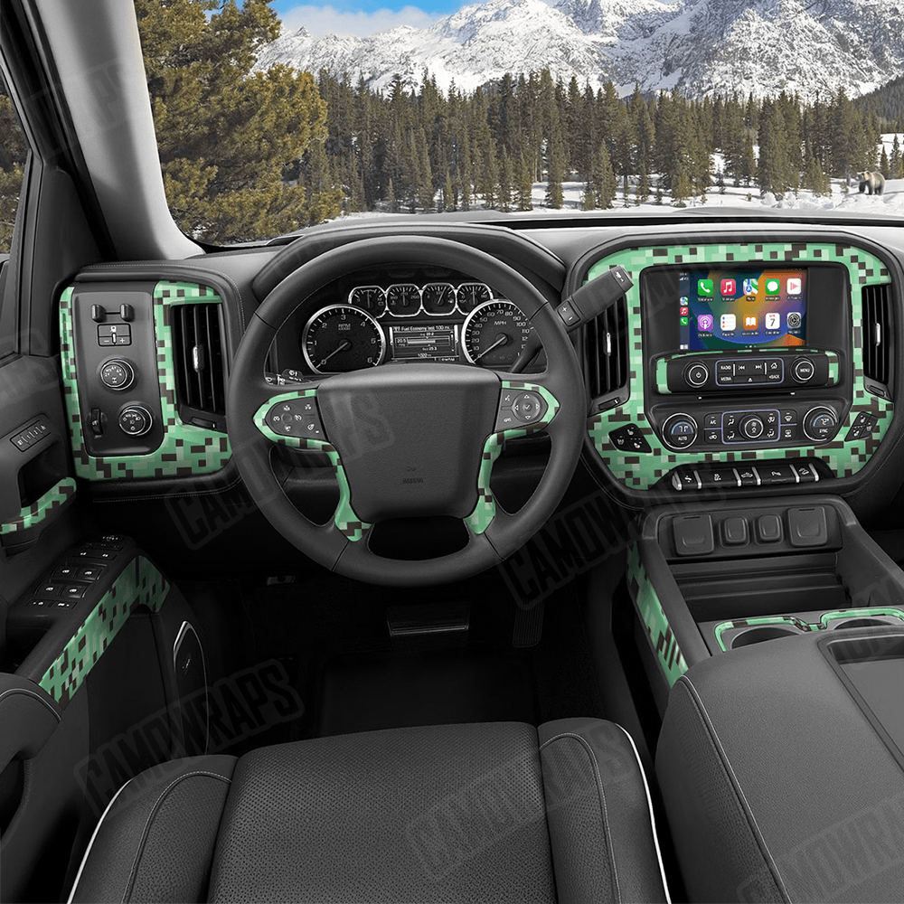 Pixel Mint Chocolate Chip Car Interior Skins