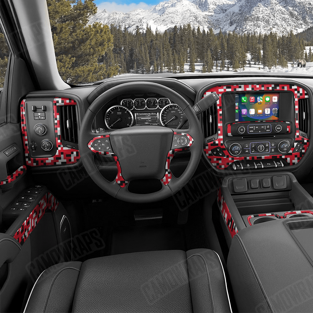 Pixel Red Tiger Car Interior Skins