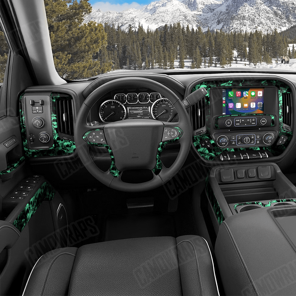 Skull Aquamarine Car Interior Skins