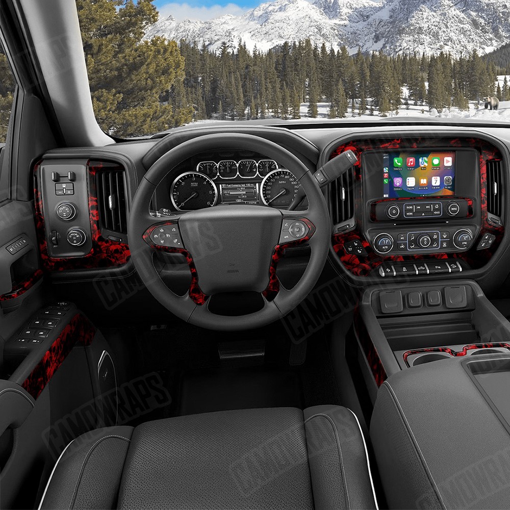 Skull Red Car Interior Skins