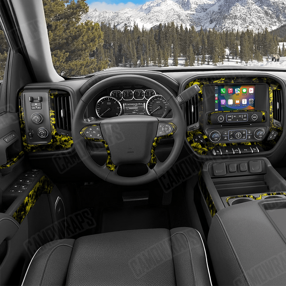 Skull Yellow Car Interior Skins