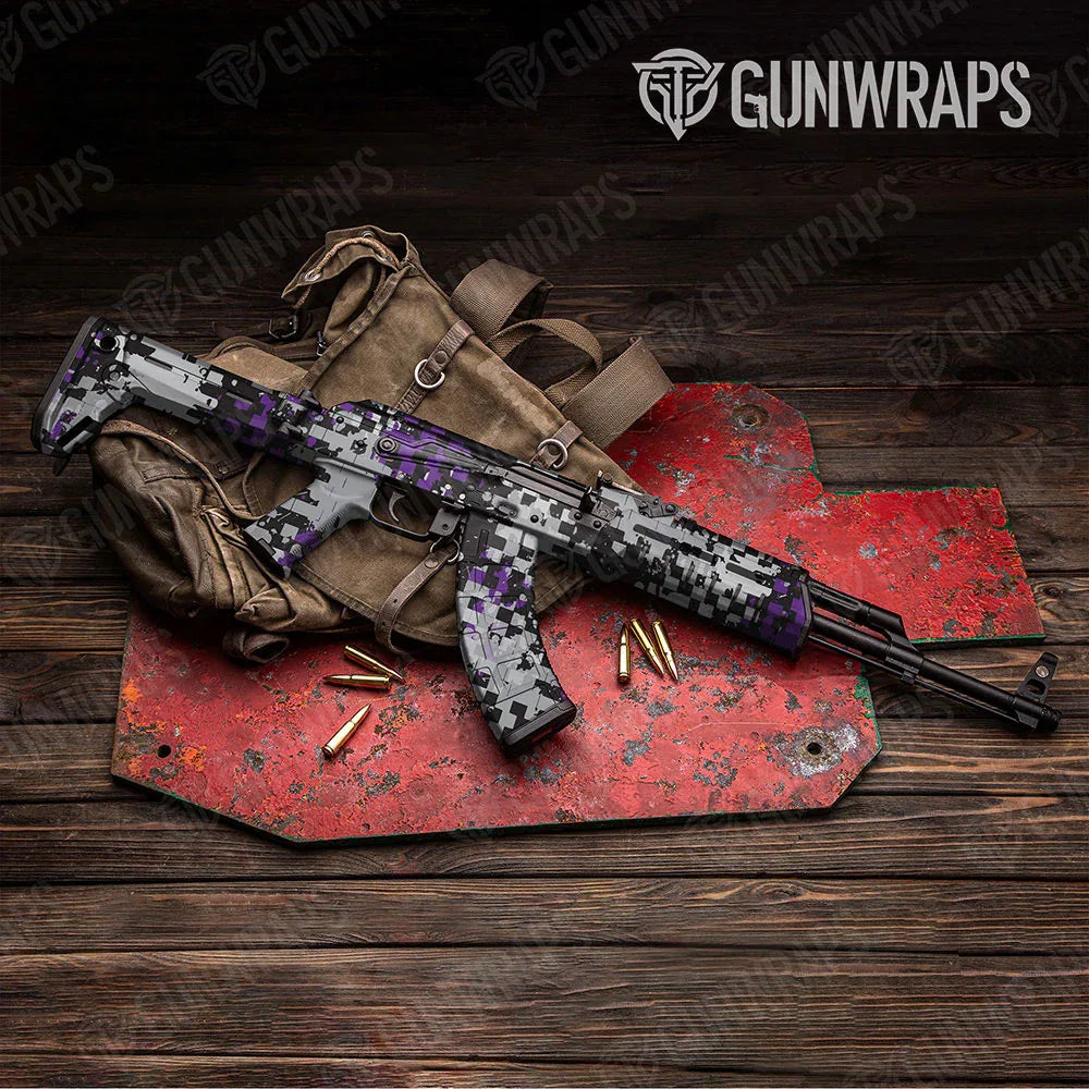 Broken Plaid Purple Tiger AK-47 Gun Skin Vinyl Wraps