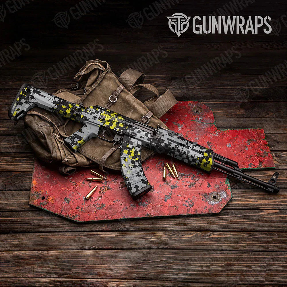 Broken Plaid Yellow Tiger AK-47 Gun Skin Vinyl Wraps