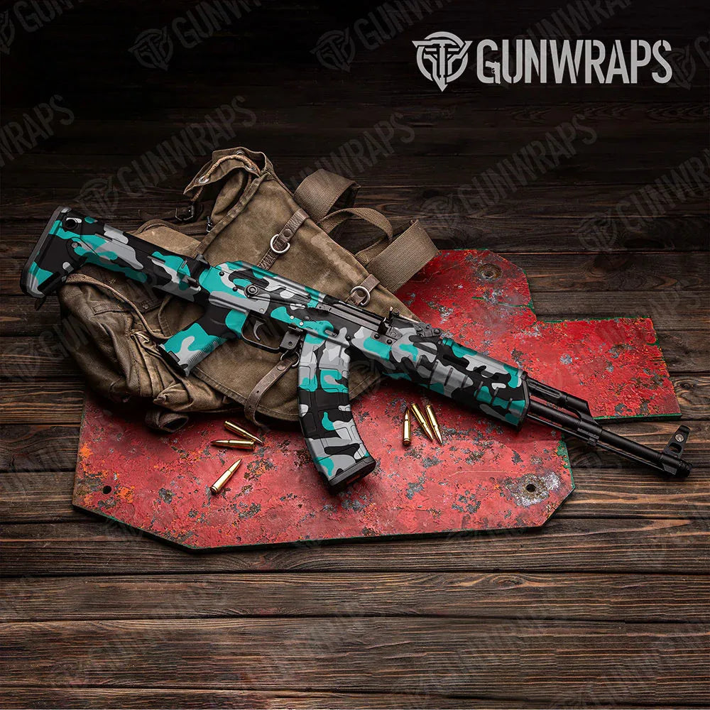 Classic Tiffany Blue Tiger AK-47 Gun Skin Vinyl Wraps