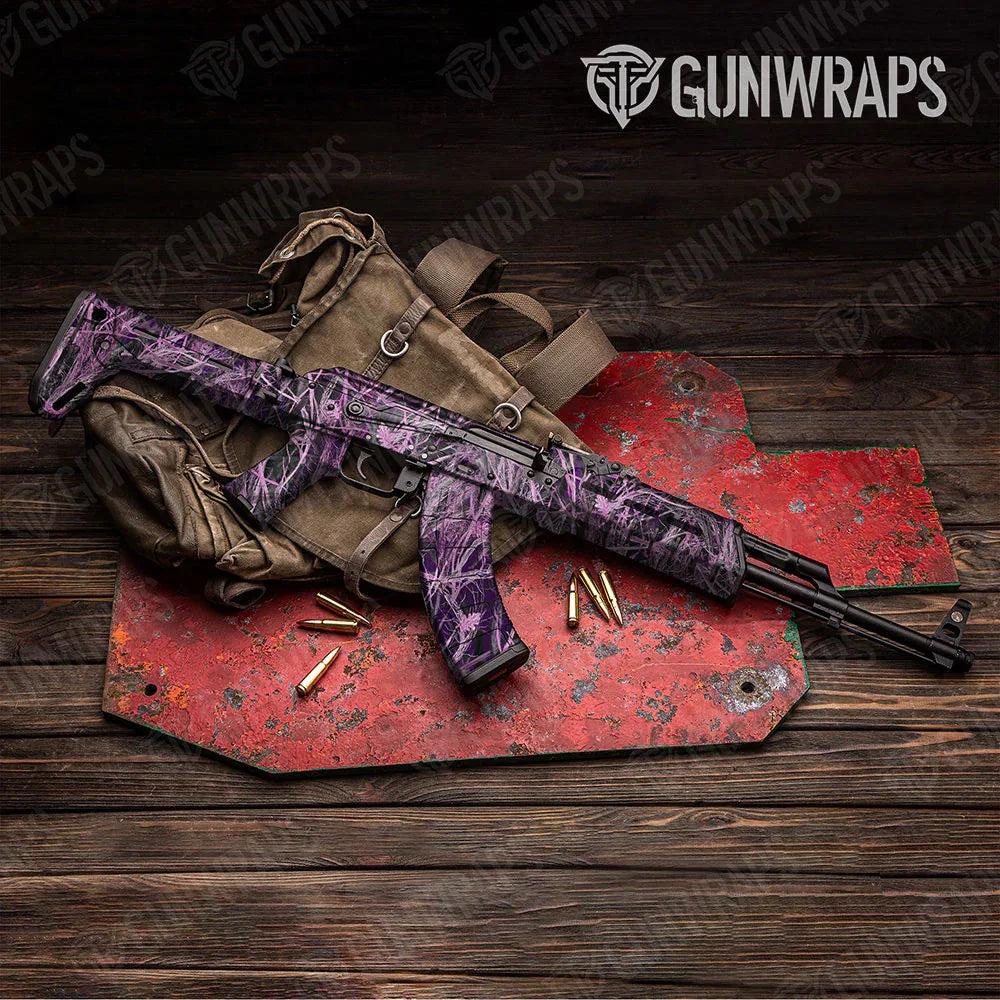 Nature Dry Grassland Pink AK-47 Gun Skin Vinyl Wraps