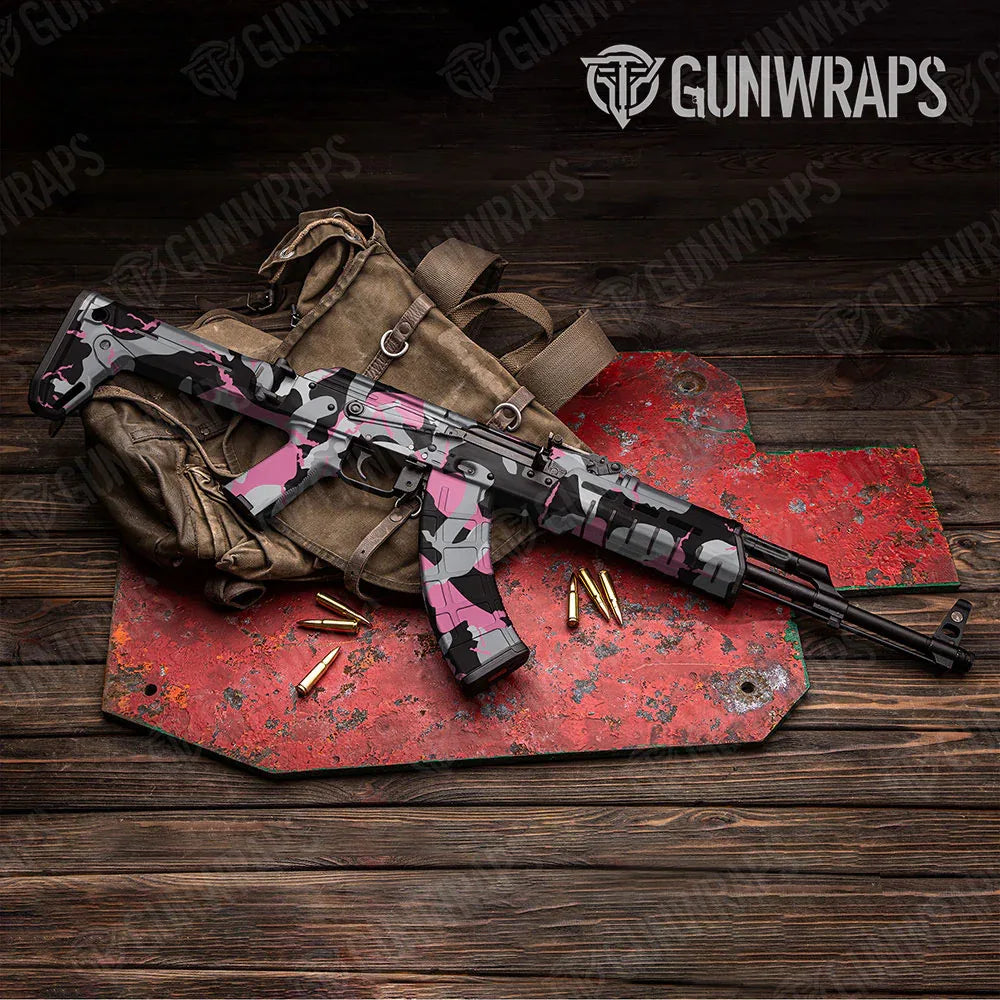 Ragged Pink Tiger AK-47 Gun Skin Vinyl Wraps