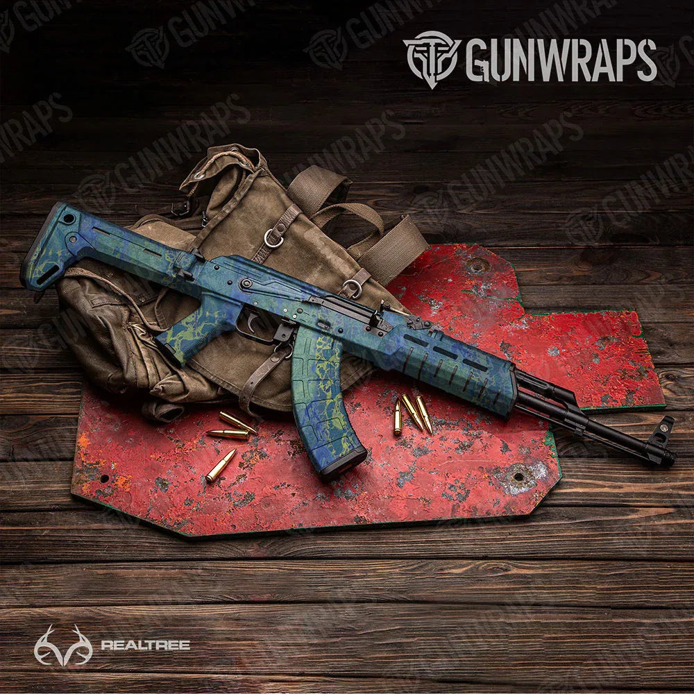 Realtree WAV3 Blue Yellow AK-47 Gun Skin Vinyl Wraps