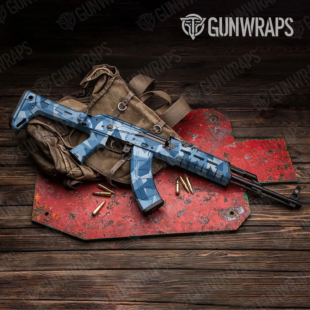 Shattered Cool Blue AK-47 Gun Skin Vinyl Wraps