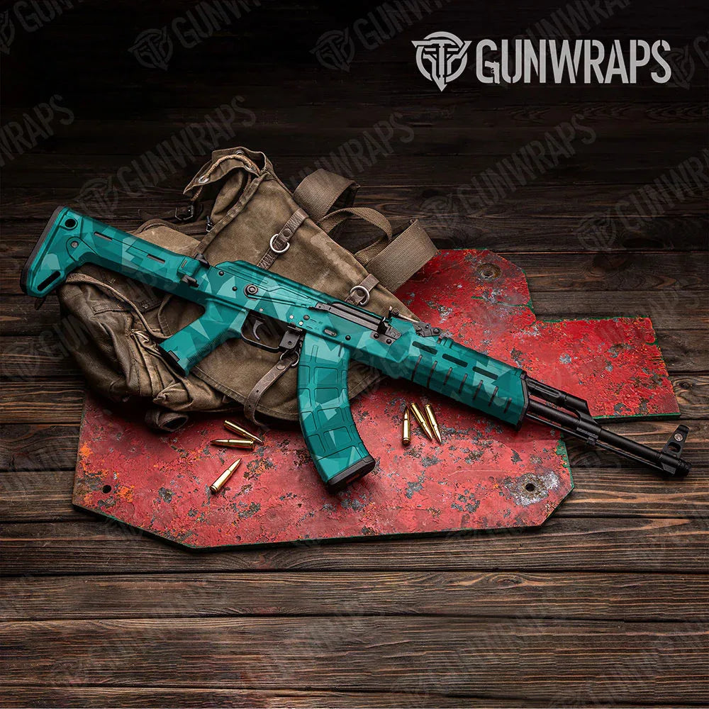 Shattered Elite Tiffany Blue AK-47 Gun Skin Vinyl Wraps