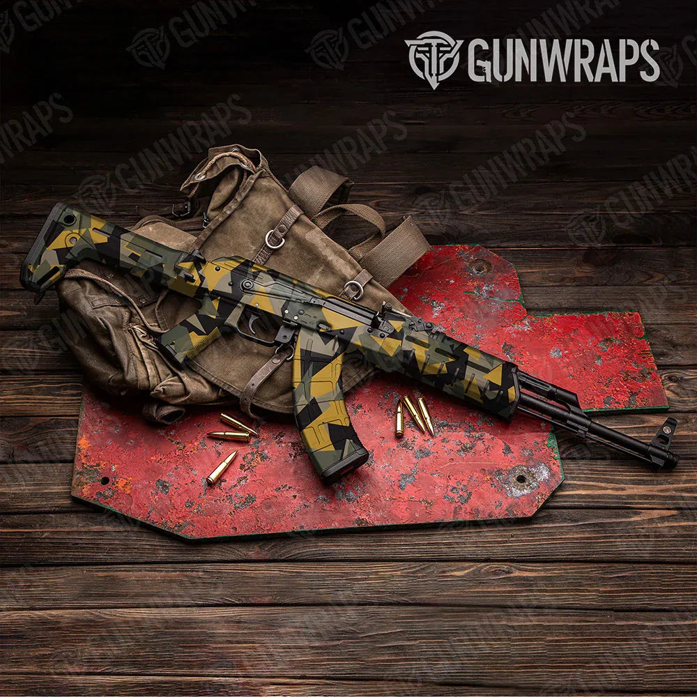Shattered Militant Yellow AK-47 Gun Skin Vinyl Wraps