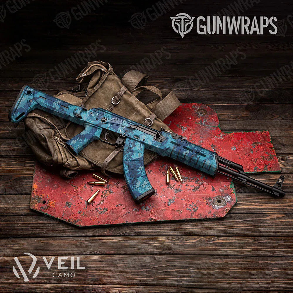 Veil Stoke Aqua AK-47 Gun Skin Vinyl Wraps