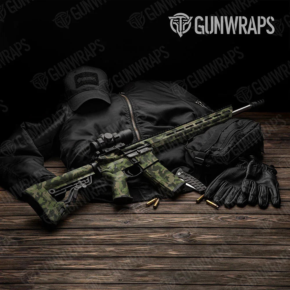 Erratic Army Green AR-15 Gun Skin Vinyl Wraps