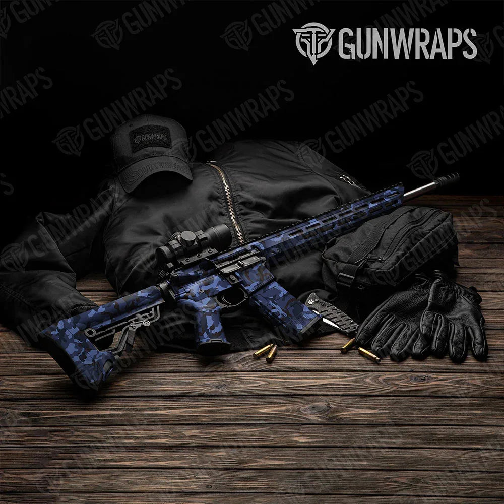 Erratic Blue Midnight AR-15 Gun Skin Vinyl Wraps