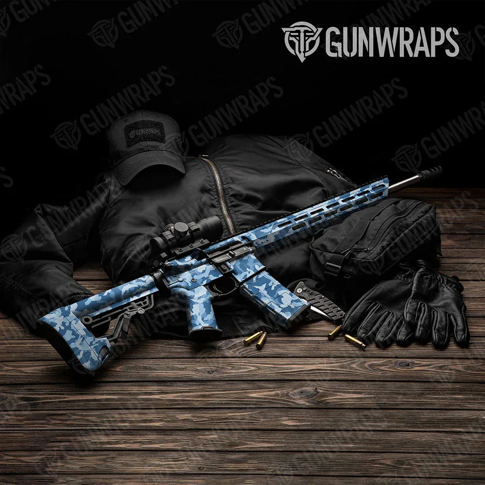 Erratic Cool Blue AR-15 Gun Skin Vinyl Wraps