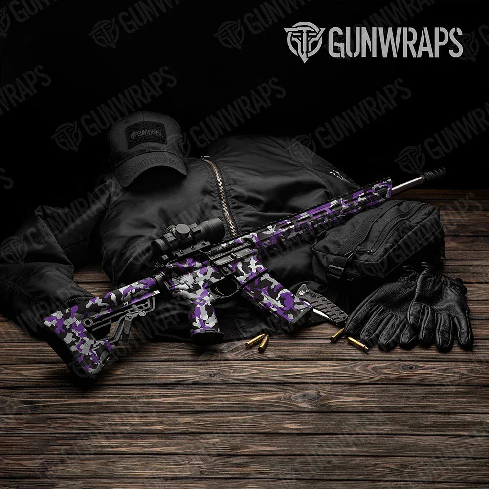 Erratic Purple Tiger AR-15 Gun Skin Vinyl Wraps