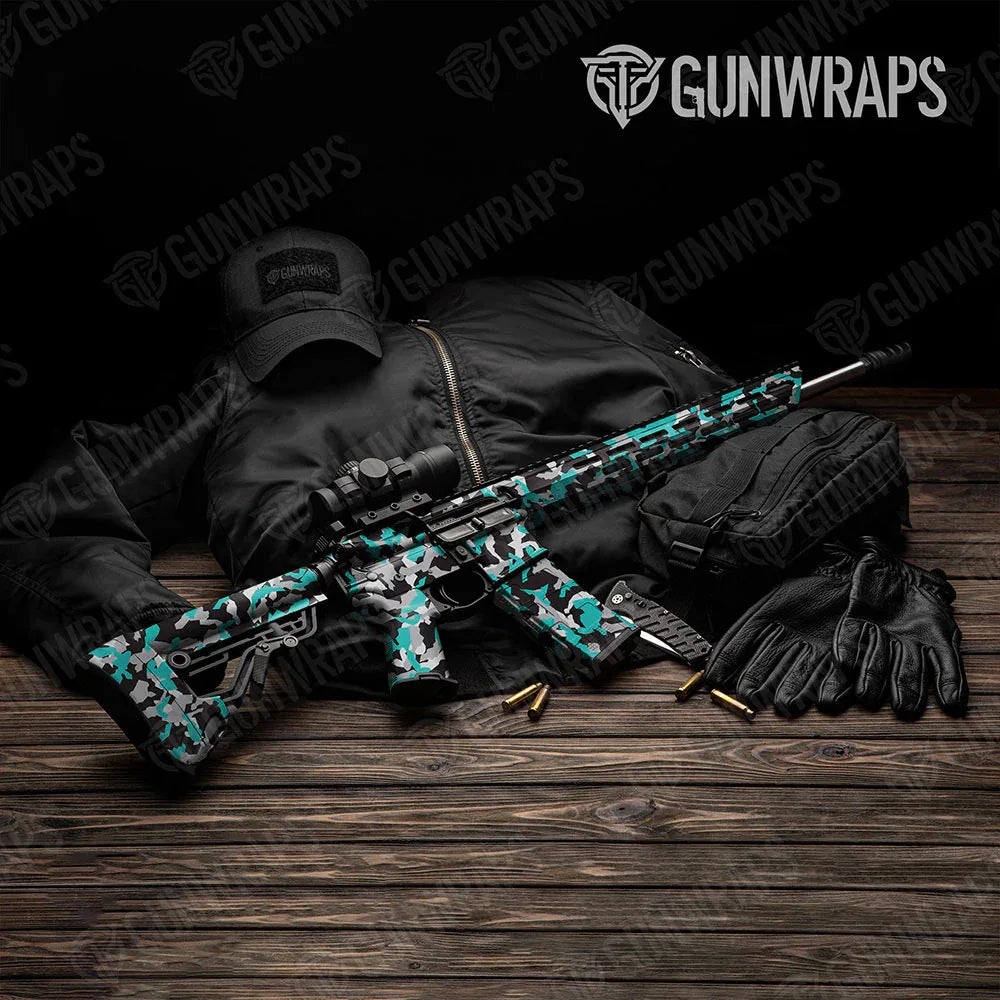 Erratic Tiffany Blue Tiger AR-15 Gun Skin Vinyl Wraps