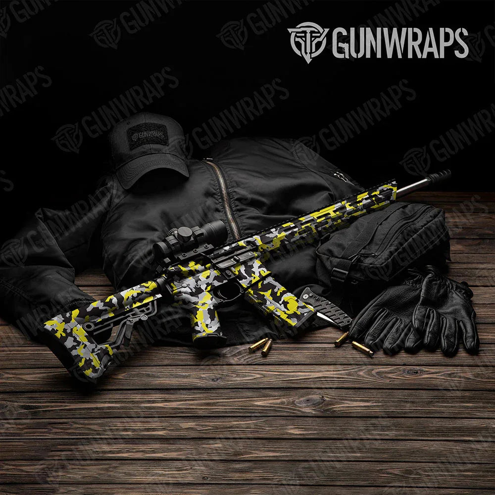 Erratic Yellow Tiger AR-15 Gun Skin Vinyl Wraps