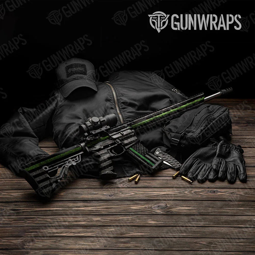 Patriotic Green Flag AR-15 Gun Skin Vinyl Wraps