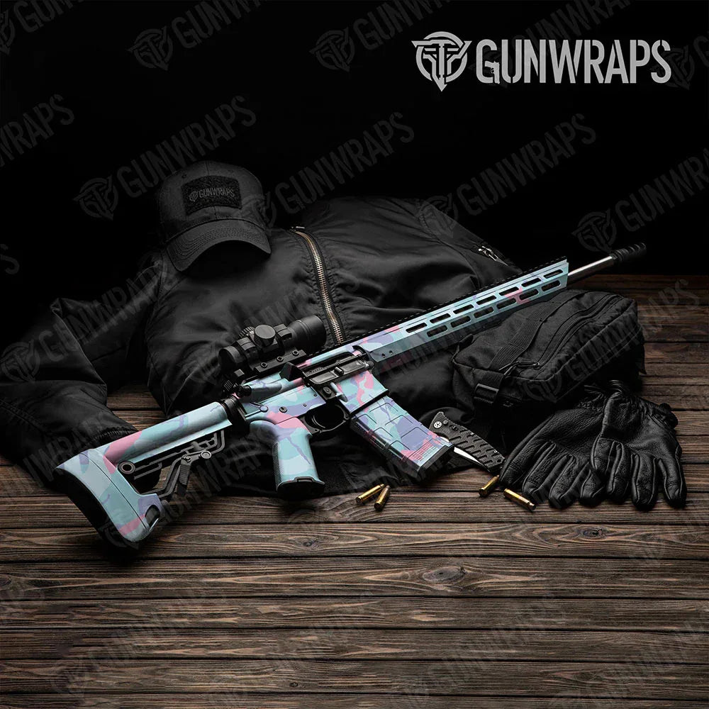 Ragged Cotton Candy AR-15 Gun Skin Vinyl Wraps