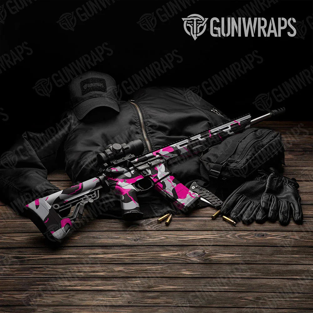 Ragged Magenta Tiger AR-15 Gun Skin Vinyl Wraps