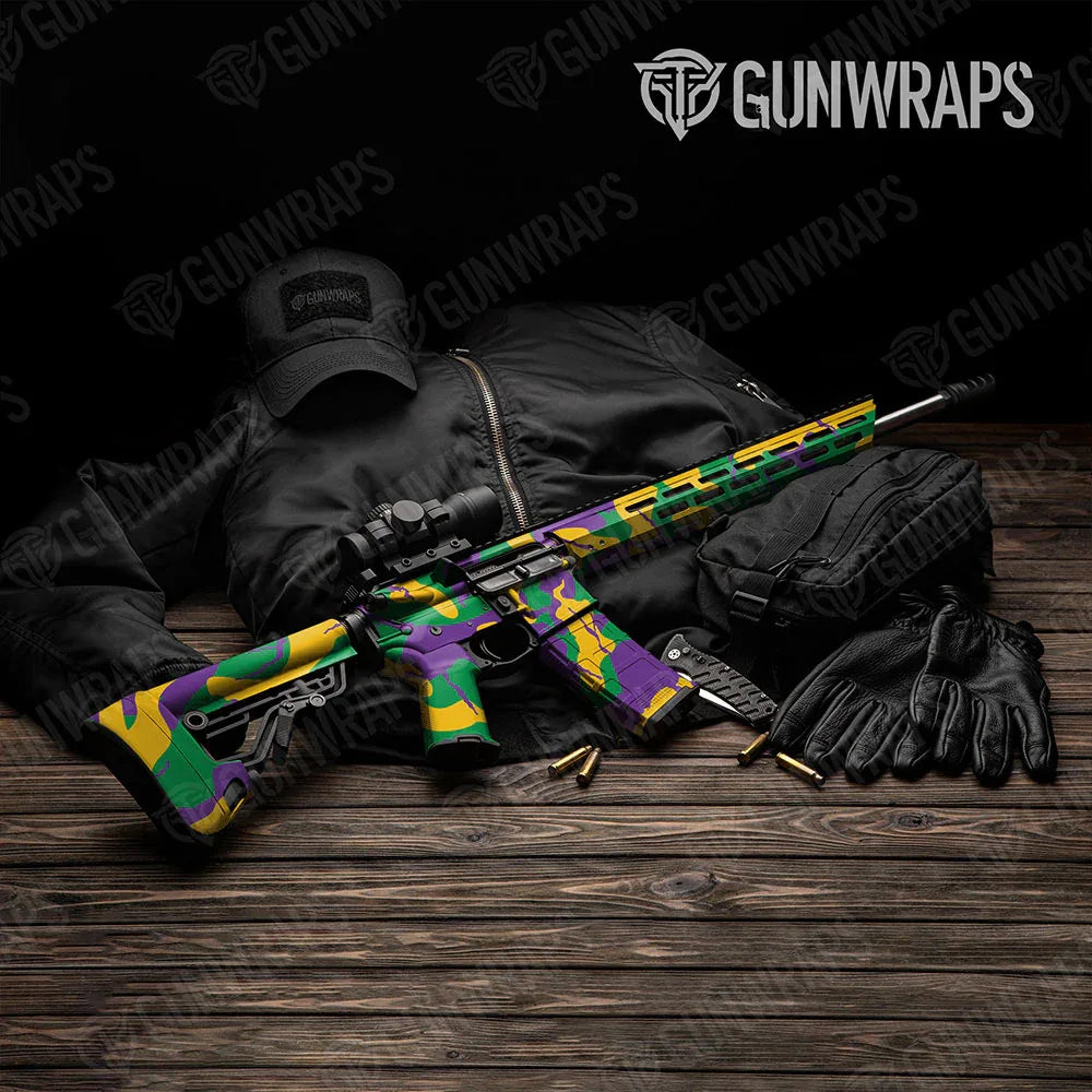 Ragged Mardi Gras AR-15 Gun Skin Vinyl Wraps