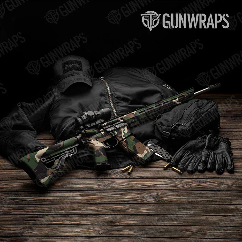 Ragged Woodland AR-15 Gun Skin Vinyl Wraps