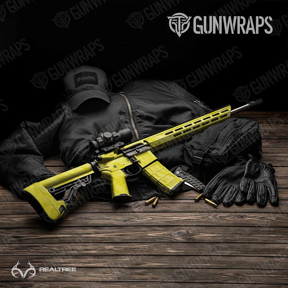 Realtree Fishing Yellow AR-15 Gun Skin Vinyl Wraps