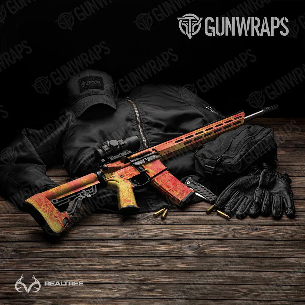 Realtree WAV3 Solar Blaze AR-15 Gun Skin Vinyl Wraps
